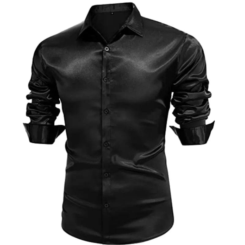 Men's shirt Muscular men bright face solid color single breasted long sleeve shirt casual loose exercise woven top - SHOWLU FASHION STORE