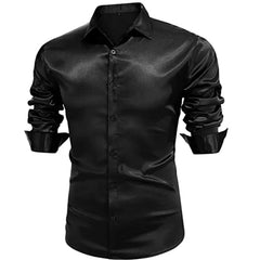 Men's shirt Muscular men bright face solid color single breasted long sleeve shirt casual loose exercise woven top - SHOWLU FASHION STORE