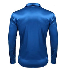 Men's shirt Muscular men bright face solid color single breasted long sleeve shirt casual loose exercise woven top - SHOWLU FASHION STORE
