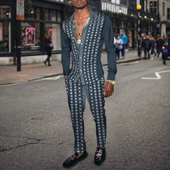 Men's Shirt Suits 3D Print Retro Harajuku Fashion Men Casuan Breathable Men's Lapel Long Sleeve Shirt Long Pants Two Piece Set - SHOWLU FASHION STORE