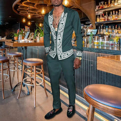 Men's Shirt Suits 3D Print Retro Harajuku Fashion Men Casuan Breathable Men's Lapel Long Sleeve Shirt Long Pants Two Piece Set - SHOWLU FASHION STORE
