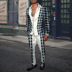 Men's Shirt Suits 3D Print Retro Harajuku Fashion Men Casuan Breathable Men's Lapel Long Sleeve Shirt Long Pants Two Piece Set - SHOWLU FASHION STORE