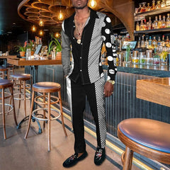 Men's Shirt Suits 3D Print Retro Harajuku Fashion Men Casuan Breathable Men's Lapel Long Sleeve Shirt Long Pants Two Piece Set - SHOWLU FASHION STORE