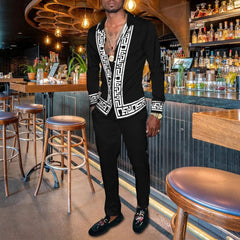 Men's Shirt Suits 3D Print Retro Harajuku Fashion Men Casuan Breathable Men's Lapel Long Sleeve Shirt Long Pants Two Piece Set - SHOWLU FASHION STORE