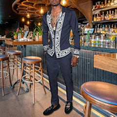 Men's Shirt Suits 3D Print Retro Harajuku Fashion Men Casuan Breathable Men's Lapel Long Sleeve Shirt Long Pants Two Piece Set - SHOWLU FASHION STORE