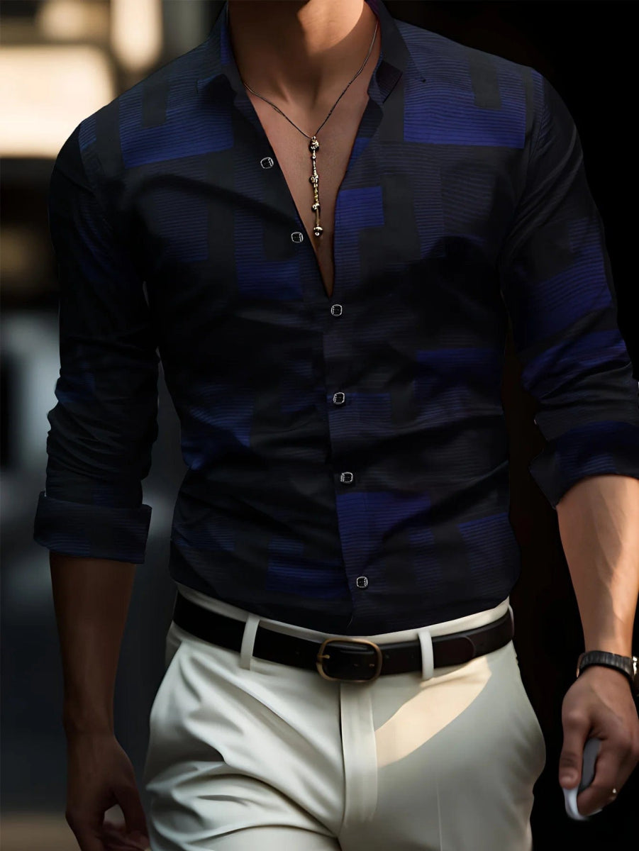 Men's Shirts 3D Print Modern Geometric Long Sleeve shirts Casual Lapel full sleeved Business shirt for Men Oversized clothing - SHOWLU FASHION STORE