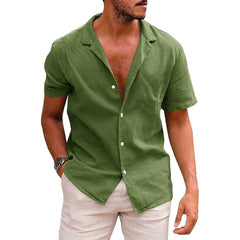 Men's Short - Sleeve Shirt European and American Style Men's Clothing Solid Color Short Sleeve Shirt Button Men's Shirt - SHOWLU FASHION STORE