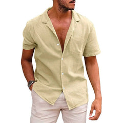Men's Short - Sleeve Shirt European and American Style Men's Clothing Solid Color Short Sleeve Shirt Button Men's Shirt - SHOWLU FASHION STORE