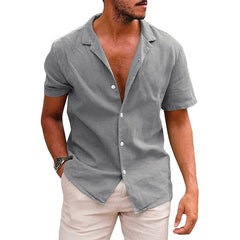 Men's Short - Sleeve Shirt European and American Style Men's Clothing Solid Color Short Sleeve Shirt Button Men's Shirt - SHOWLU FASHION STORE