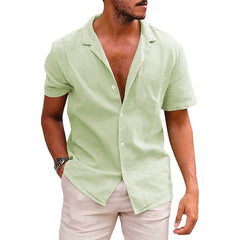 Men's Short - Sleeve Shirt European and American Style Men's Clothing Solid Color Short Sleeve Shirt Button Men's Shirt - SHOWLU FASHION STORE