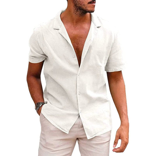 Men's Short - Sleeve Shirt European and American Style Men's Clothing Solid Color Short Sleeve Shirt Button Men's Shirt - SHOWLU FASHION STORE