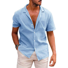 Men's Short - Sleeve Shirt European and American Style Men's Clothing Solid Color Short Sleeve Shirt Button Men's Shirt - SHOWLU FASHION STORE