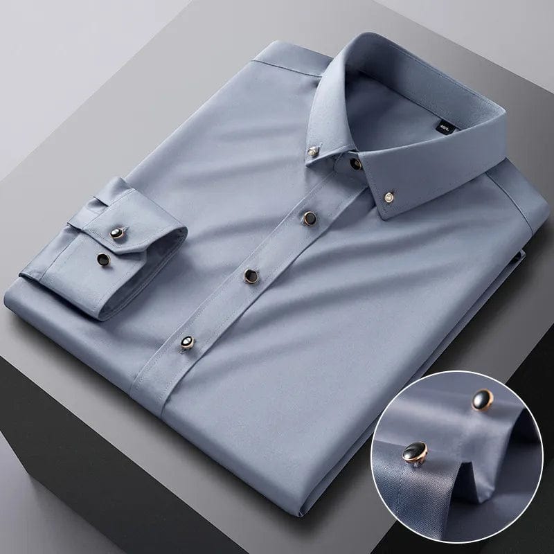 Men's Silk Shirts Long Sleeve Drill Button Solid Color 3XL Silky Business Formal Social No Iron and Wrinkle Soft Fashion Clothes - SHOWLU FASHION STORE