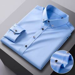 Men's Silk Shirts Long Sleeve Drill Button Solid Color 3XL Silky Business Formal Social No Iron and Wrinkle Soft Fashion Clothes - SHOWLU FASHION STORE