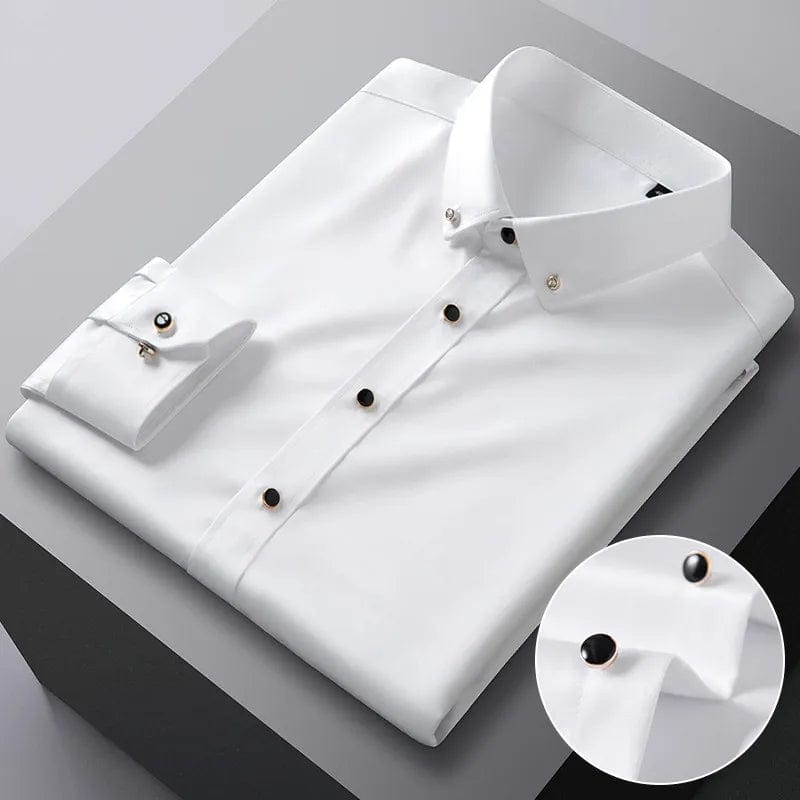 Men's Silk Shirts Long Sleeve Drill Button Solid Color 3XL Silky Business Formal Social No Iron and Wrinkle Soft Fashion Clothes - SHOWLU FASHION STORE