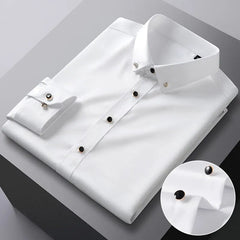 Men's Silk Shirts Long Sleeve Drill Button Solid Color 3XL Silky Business Formal Social No Iron and Wrinkle Soft Fashion Clothes - SHOWLU FASHION STORE