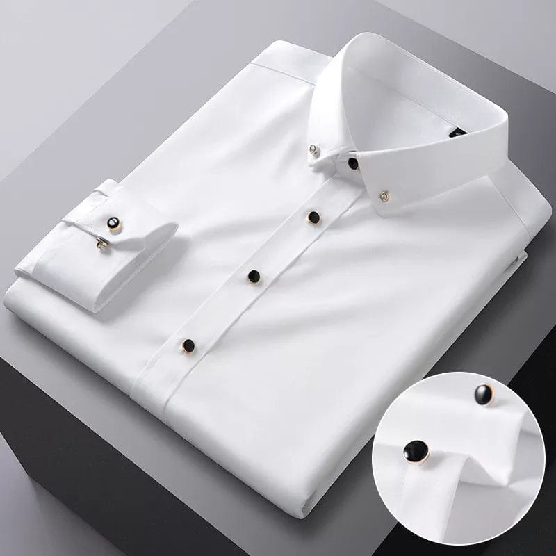 Men's Silk Shirts Long Sleeve Drill Button Solid Color 3XL Silky Business Formal Social No Iron and Wrinkle Soft Fashion Clothes - SHOWLU FASHION STORE