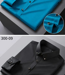 Men's Silk Shirts Long Sleeve Drill Button Solid Color 3XL Silky Business Formal Social No Iron and Wrinkle Soft Fashion Clothes - SHOWLU FASHION STORE