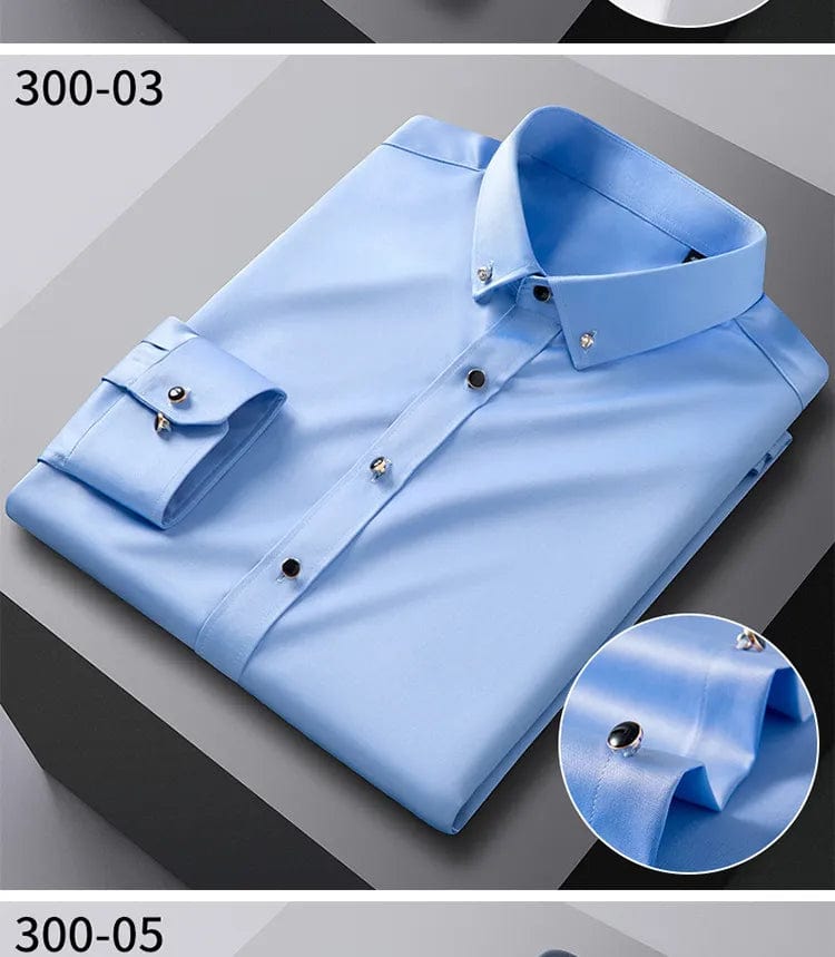 Men's Silk Shirts Long Sleeve Drill Button Solid Color 3XL Silky Business Formal Social No Iron and Wrinkle Soft Fashion Clothes - SHOWLU FASHION STORE