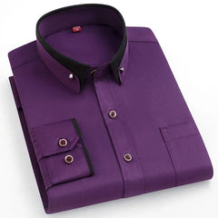 Men's Silk Shirts Long Sleeve Drill Button Solid Color 3XL Silky Business Formal Social No Iron and Wrinkle Soft Fashion Clothes - SHOWLU FASHION STORE