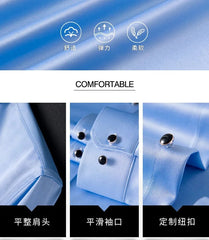 Men's Silk Shirts Long Sleeve Drill Button Solid Color 3XL Silky Business Formal Social No Iron and Wrinkle Soft Fashion Clothes - SHOWLU FASHION STORE