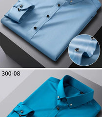 Men's Silk Shirts Long Sleeve Drill Button Solid Color 3XL Silky Business Formal Social No Iron and Wrinkle Soft Fashion Clothes - SHOWLU FASHION STORE