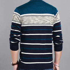 Men's Sweater 2024 New Spring Autumn O - Neck Striped Slim Knittwear Male Pullover Clothing Knit Shirt Student Fashion Sweater - SHOWLU FASHION STORE