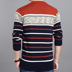 Men's Sweater 2024 New Spring Autumn O - Neck Striped Slim Knittwear Male Pullover Clothing Knit Shirt Student Fashion Sweater - SHOWLU FASHION STORE