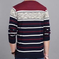 Men's Sweater 2024 New Spring Autumn O - Neck Striped Slim Knittwear Male Pullover Clothing Knit Shirt Student Fashion Sweater - SHOWLU FASHION STORE
