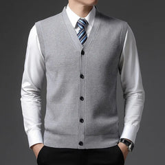 Men's Winter Knit Sweater Vest Young Men's Solid Color All - in - one Wool Vest Cardigan Top Men's Wear - SHOWLU FASHION STORE