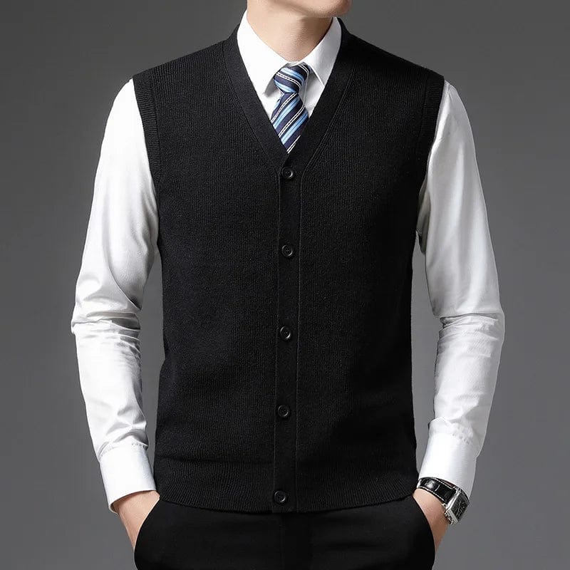 Men's Winter Knit Sweater Vest Young Men's Solid Color All - in - one Wool Vest Cardigan Top Men's Wear - SHOWLU FASHION STORE