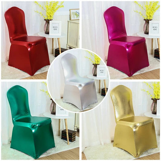 Metallic Gold Silver Spandex Chair Cover Wedding Decoration Shiny Bronze Colour Lycra Luxury Design Nice Quality - SHOWLU FASHION STORE