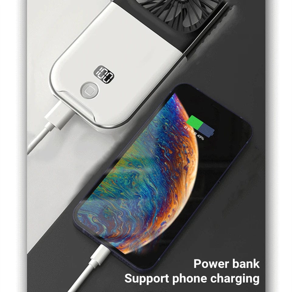 Mini Portable Outdoor Hand Fan Hanging Neck Fan USB Charging 3000mAh Battery Powered 180° Folding Wireless Table Air Cooling Fan - SHOWLU FASHION STORE