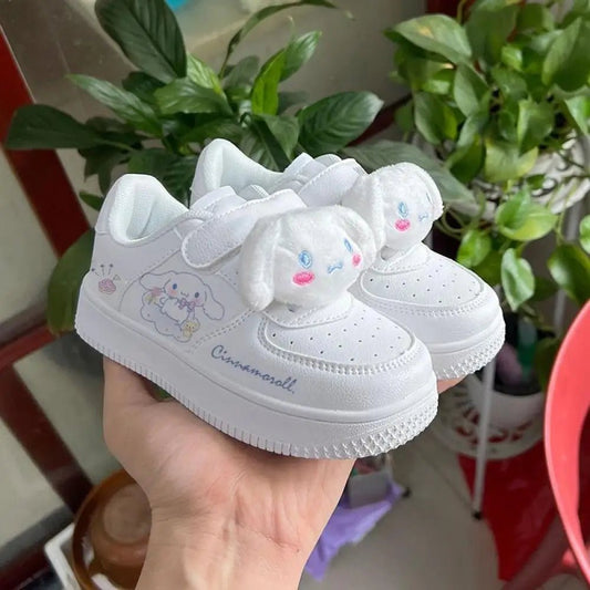 Miniso Sanrios Kuromi Cinnamoroll Children Shoes Girls Heart Cute Anime Melody White Sneakers Soft Bottom Anti - Slip Kawaii Gift - SHOWLU FASHION STORE