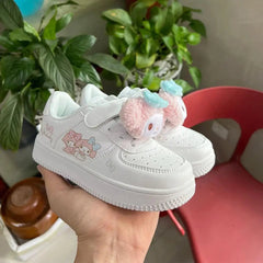 Miniso Sanrios Kuromi Cinnamoroll Children Shoes Girls Heart Cute Anime Melody White Sneakers Soft Bottom Anti - Slip Kawaii Gift - SHOWLU FASHION STORE