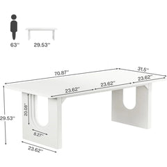 Modern Dining Table for 6 to 8 People, 71" Large Kitchen Dining Table Wood Pedestal Base, Rectangular Long Dinner Table Kitchen - SHOWLU FASHION STORE