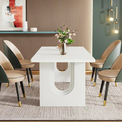 Modern Dining Table for 6 to 8 People, 71" Large Kitchen Dining Table Wood Pedestal Base, Rectangular Long Dinner Table Kitchen - SHOWLU FASHION STORE