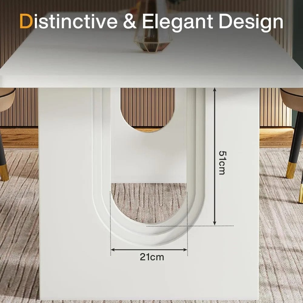 Modern Dining Table for 6 to 8 People, 71" Large Kitchen Dining Table Wood Pedestal Base, Rectangular Long Dinner Table Kitchen - SHOWLU FASHION STORE