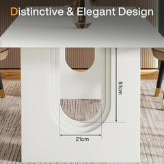 Modern Dining Table for 6 to 8 People, 71" Large Kitchen Dining Table Wood Pedestal Base, Rectangular Long Dinner Table Kitchen - SHOWLU FASHION STORE