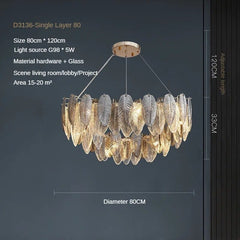 Modern LED Feather Glass Ceiling Chandeliers Luxury Villa Pandent Lamps Atmosphere High - end Living Dining Room Hanging Lights - SHOWLU FASHION STORE