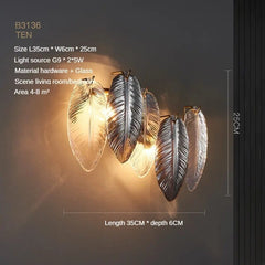 Modern LED Feather Glass Ceiling Chandeliers Luxury Villa Pandent Lamps Atmosphere High - end Living Dining Room Hanging Lights - SHOWLU FASHION STORE