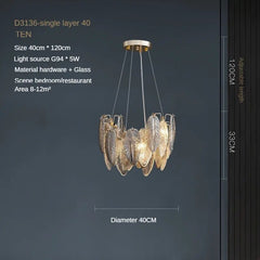 Modern LED Feather Glass Ceiling Chandeliers Luxury Villa Pandent Lamps Atmosphere High - end Living Dining Room Hanging Lights - SHOWLU FASHION STORE