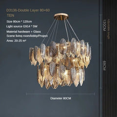 Modern LED Feather Glass Ceiling Chandeliers Luxury Villa Pandent Lamps Atmosphere High - end Living Dining Room Hanging Lights - SHOWLU FASHION STORE