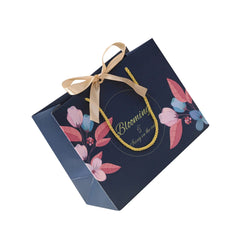 Multi size Blue Paper gift Bags with handles Flower Pattern Shopping Package Bag New Year DIY Wedding Birthday Party Gift bags - SHOWLU FASHION STORE