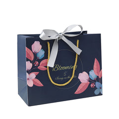 Multi size Blue Paper gift Bags with handles Flower Pattern Shopping Package Bag New Year DIY Wedding Birthday Party Gift bags - SHOWLU FASHION STORE