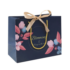 Multi size Blue Paper gift Bags with handles Flower Pattern Shopping Package Bag New Year DIY Wedding Birthday Party Gift bags - SHOWLU FASHION STORE