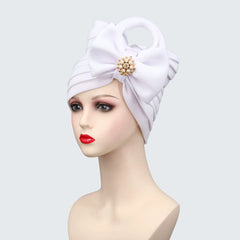 Multilayer Bow - tie African Headtie for Women Diamond Turban Caps Nigerian Wedding Gele Muslim Headscarf Bonnet Female Head Wraps - SHOWLU FASHION STORE