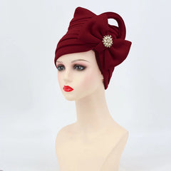 Multilayer Bow - tie African Headtie for Women Diamond Turban Caps Nigerian Wedding Gele Muslim Headscarf Bonnet Female Head Wraps - SHOWLU FASHION STORE