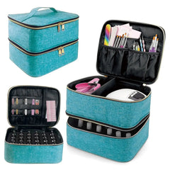 Nail Polish Organizer Handheld Double Layer CosmeticOrganizer Tote Bag For Girls And Women Nail Art, EssentialOil, Cosmetic Set - SHOWLU FASHION STORE