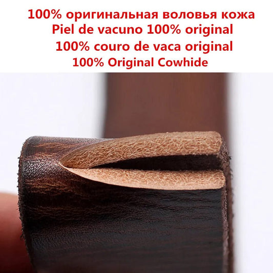 Natural cowhide belt for men's hard metal buckle soft original cowhide mens leather belt unique texture real leather jeans belt - SHOWLU FASHION STORE